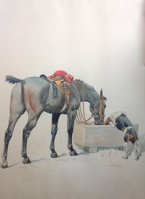Cheval et chien de Charles de Condamy - Collection particulière - Don à la Société de Vènerie